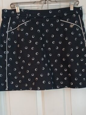 Emerald Black Golf Ball Mini Skort with White Piping
